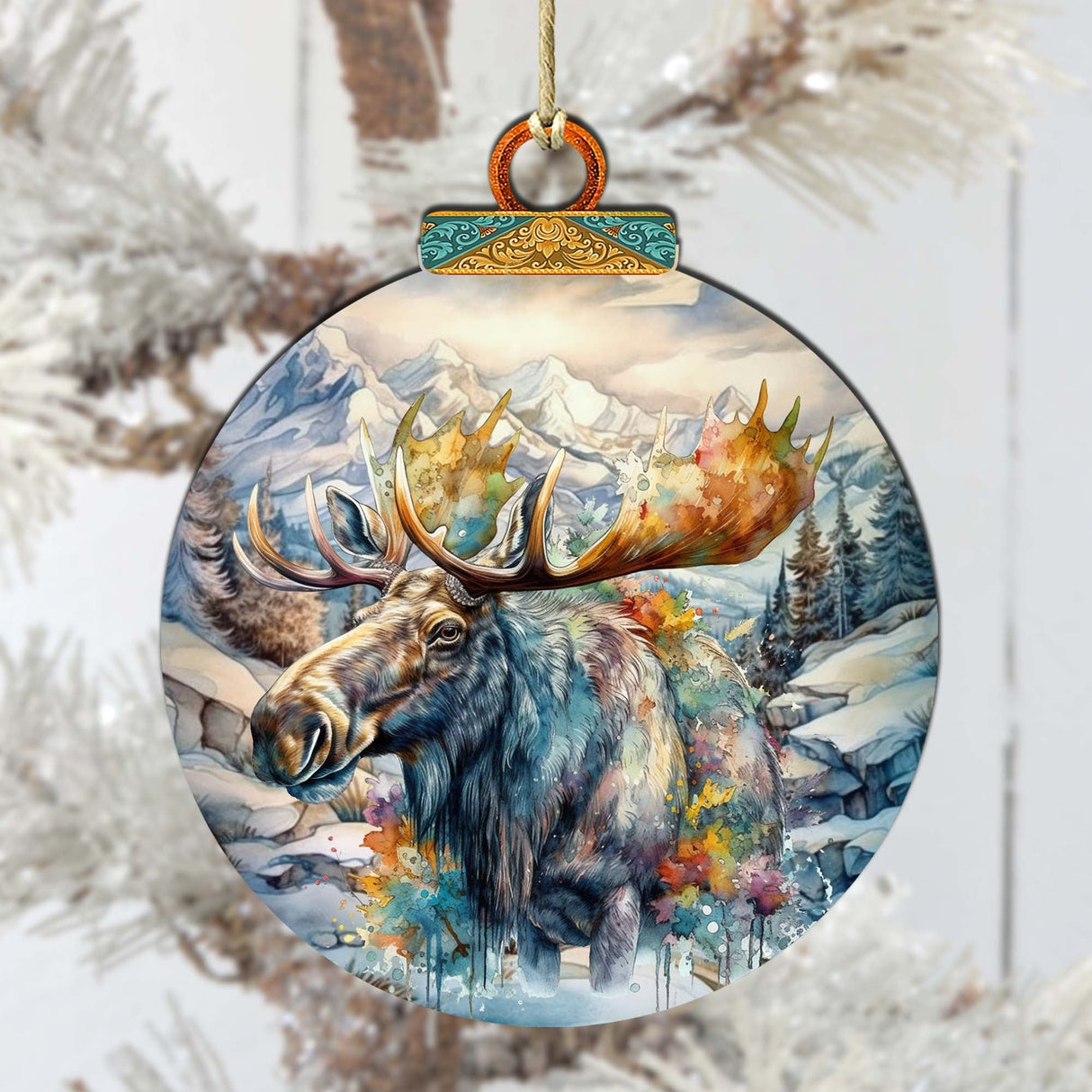 Mighty Moose Of Alaska Wooden Ornaments by G.Debrekht - Wildlife Holiday Decor - 870054