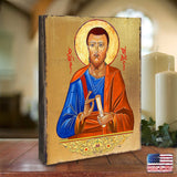 Icono religioso cristiano sagrado de San Judas Tadeo, de madera y chapado en oro - Decoración inspiradora - 85036