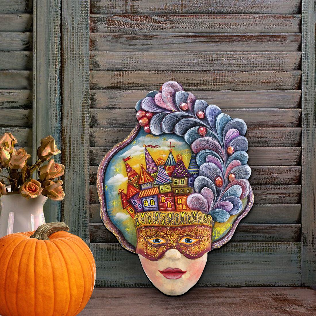 Carnival Mask Halloween  Door Decor by G. DeBrekht - Thanksgiving Halloween Decor - 8161038H