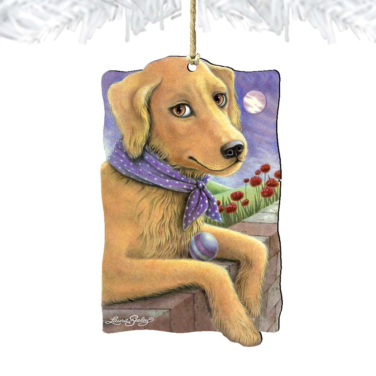 Flowers Fetch Fun Wooden Ornaments Pets by Laura Seeley - Pets Dog and Cats Decor - 8511011-LS