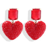 Heart Earrings Valentines Earrings for Women Rhinestone Heart Earrings Red Heart Earrings Dangle Pink Pearl Heart Earrings for Women Love Earrings Valentines Day Outfit Women Valentines Gifts - Lootquake