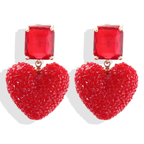 Heart Earrings Valentines Earrings for Women Rhinestone Heart Earrings Red Heart Earrings Dangle Pink Pearl Heart Earrings for Women Love Earrings Valentines Day Outfit Women Valentines Gifts - Lootquake