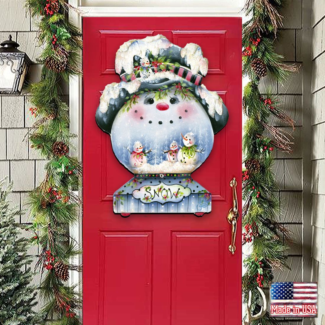 Joe Cool Snow Globe Door Decor by Jamie Mills-Price - Christmas Santa Snowman Decor - 8457506H