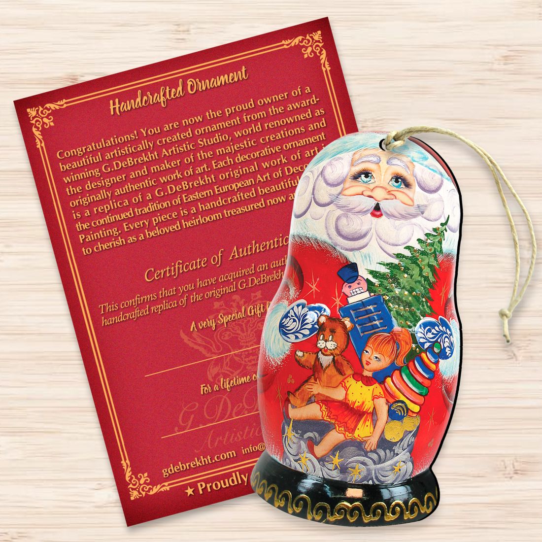 Bolsa de regalo con adornos de madera para muñeco de Papá Noel de G. DeBrekht - Decoración navideña de muñeco de nieve de Papá Noel - 8110715