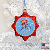 Jellyfish Mercury Glass Ornament by G. DeBrekht - Coastal Holiday Decor - 777378