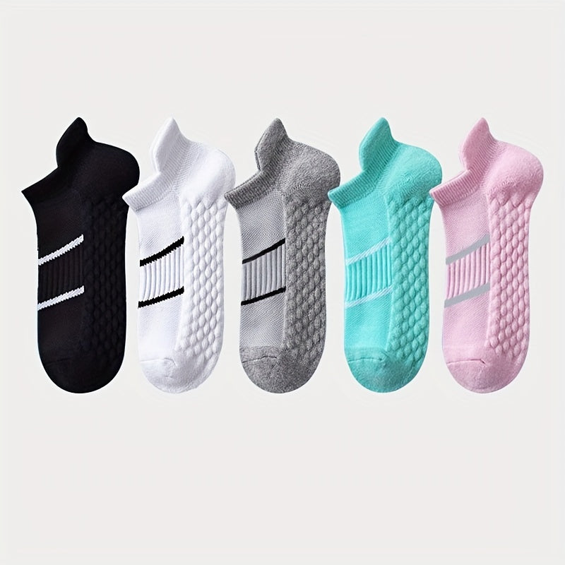 5 pares de calcetines deportivos profesionales para hombre, de verano, de malla fina, transpirables, absorbentes del sudor, antiolor, con protección para el talón y las orejas.