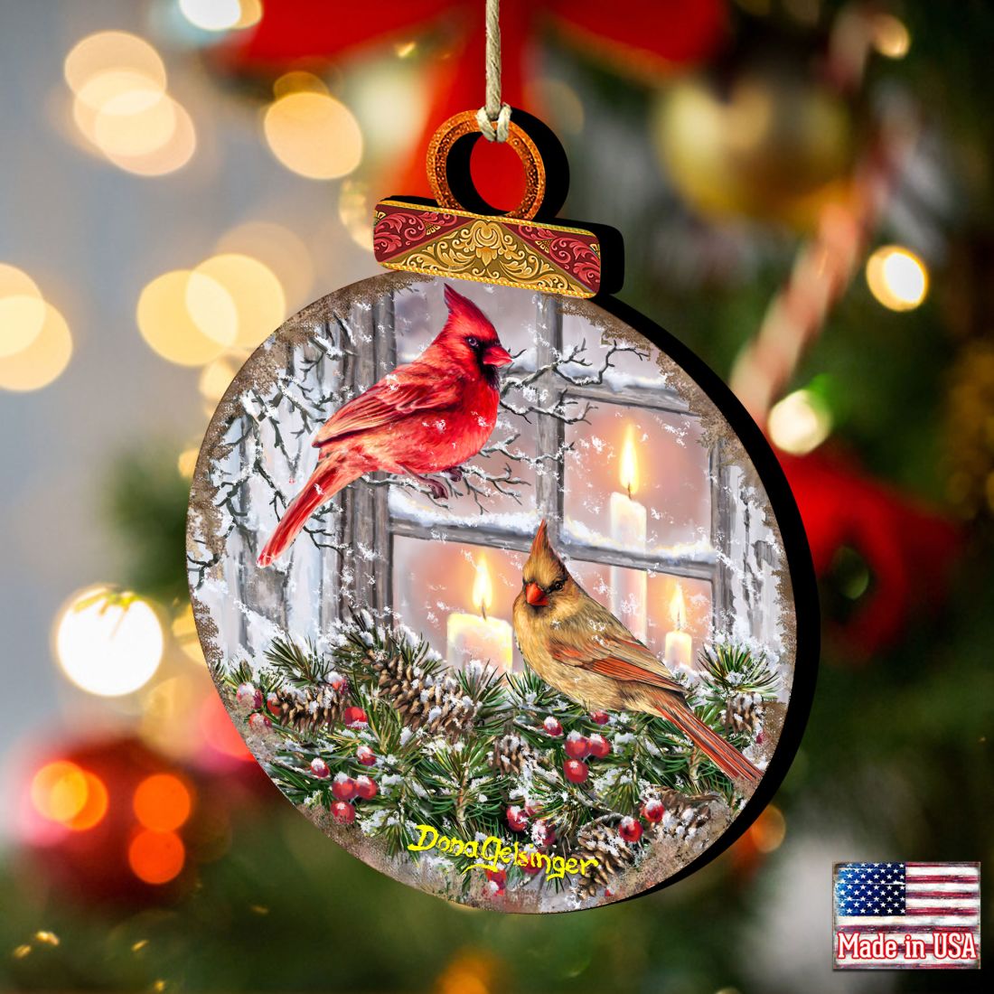 Adornos navideños de madera con forma de pájaros de Gelsinger - Decoración navideña - 8121126DG