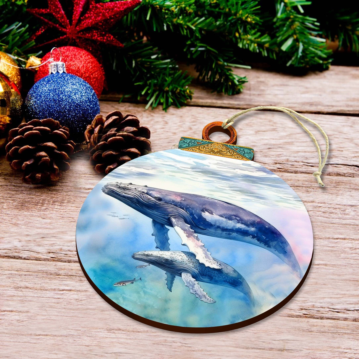 Humpback Harmony Wooden Ornaments by G.Debrekht - Wildlife Holiday Decor - 870012