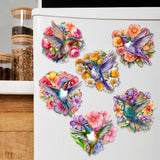 Juego de 6 imanes decorativos de madera con forma de colibrí de G. Debrekht - Decoración de vida silvestre - 8090140G-S6