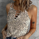 Ladies' Fashionable Casual Solid Color Printed Polka Dot Vest Top - Lootquake