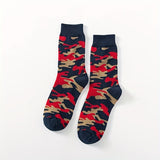 5 pares de calcetines de camuflaje de media pantorrilla para hombre, otoño e invierno