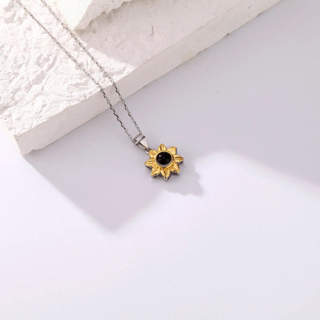 Silver Sunflower Projection Necklace for Women, S925 - Lootquake