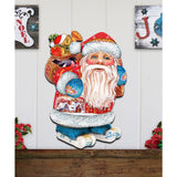 Coming to Town Santa Christmas Door Decor by G. DeBrekht - Christmas Santa Snowman Decor - 8117663H