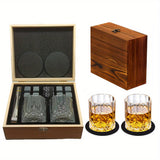 Whiskey Glasses Gift Set with Stones & Tongs