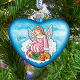 Guardian Angel Heart Glass Ornament by G. DeBrekht - Nativity Holiday Decor - 744-022