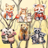 Forest Animals Decorative Wooden Clip-on Ornaments Set of 6 by G. Debrekht - Christmas Decor - 8090021C-S6