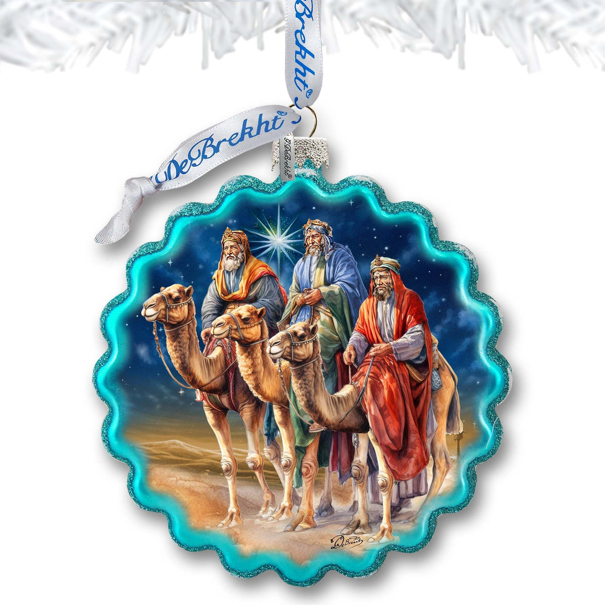 Adorno de cristal con corona de los Reyes Magos de G. Debrekht - Decoración navideña - 759-046