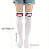 1 par de calcetines hasta el muslo de color liso, cómodos y versátiles, por encima de la rodilla, medias y calcetería para mujer.