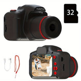 Appareil photo numérique pour enfants 32 Go - Portable, objectif long, vidéo HD, design adapté aux tout-petits - Cadeau idéal pour un anniversaire, un festival ou Noël pour les jeunes photographes
