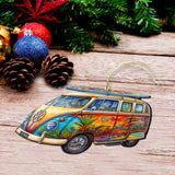 Beach Themed Ornaments - Hippie Van Wooden Ornaments by G.Debrekht Coastal Holiday Decor - 8688203