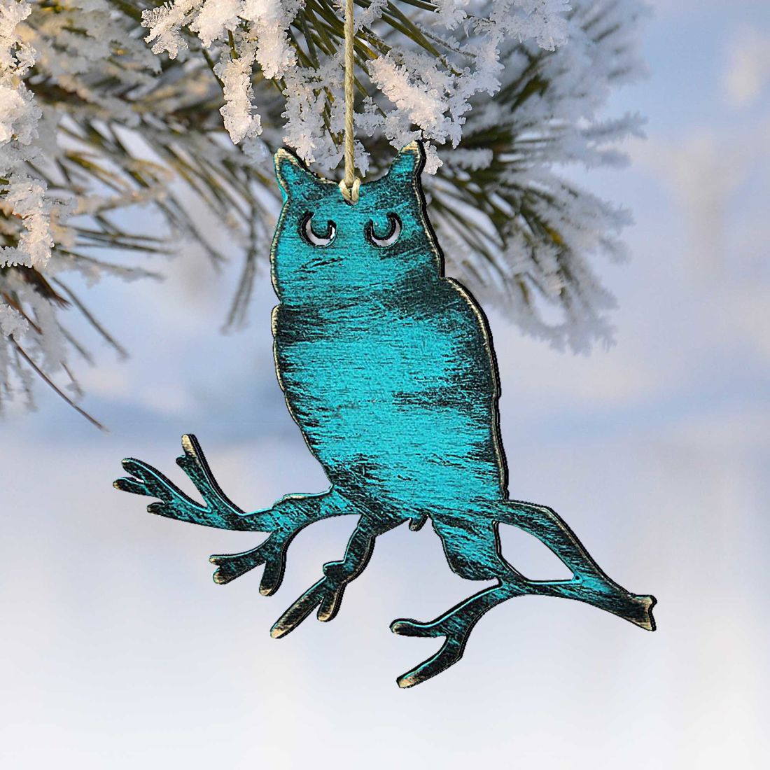 Adornos rústicos de madera con forma de búho de Nature Wonders - Decoración navideña con temática de vida silvestre - 8198218