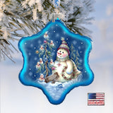 Old Fashion Christmas Glass Ornament by Jamie Mills-Price - Christmas Santa Snowman Decor - 754-301-MP