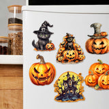 Juego de 6 imanes decorativos de madera con calabazas espeluznantes de G. Debrekht - Decoración de Halloween - 8090019G-S6