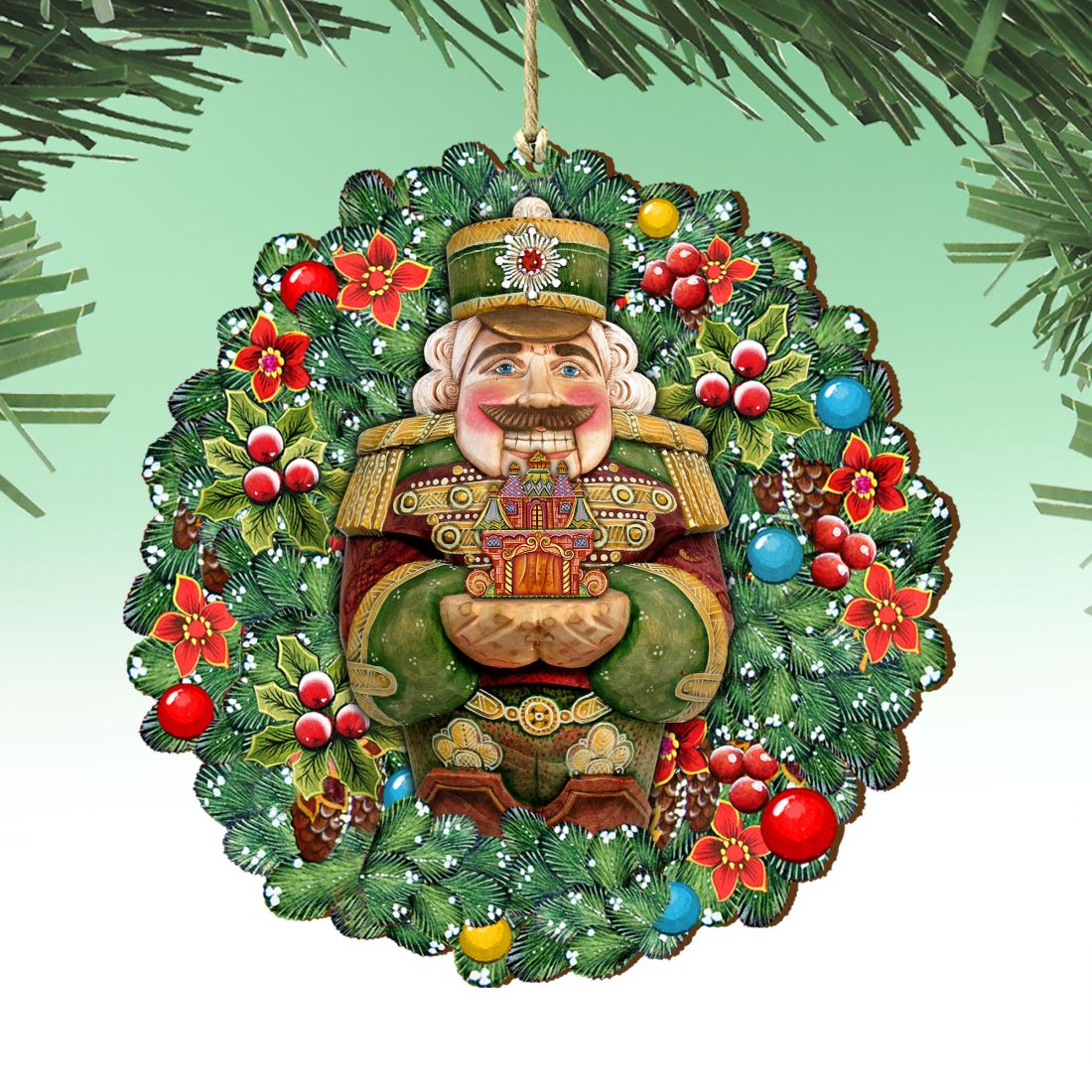 Nutcracker's Wreath Gift Wooden Ornaments by G. DeBrekht - Christmas Decor - 8185321