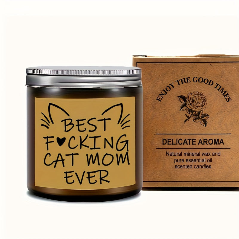 La meilleure maman de chats au monde - Bougie parfumée à la lavande dans un pot en verre, cadeau idéal pour les amoureux des chats, les mamans, les filles, les sœurs, les tantes, les épouses, les meilleures amies et les collègues.
