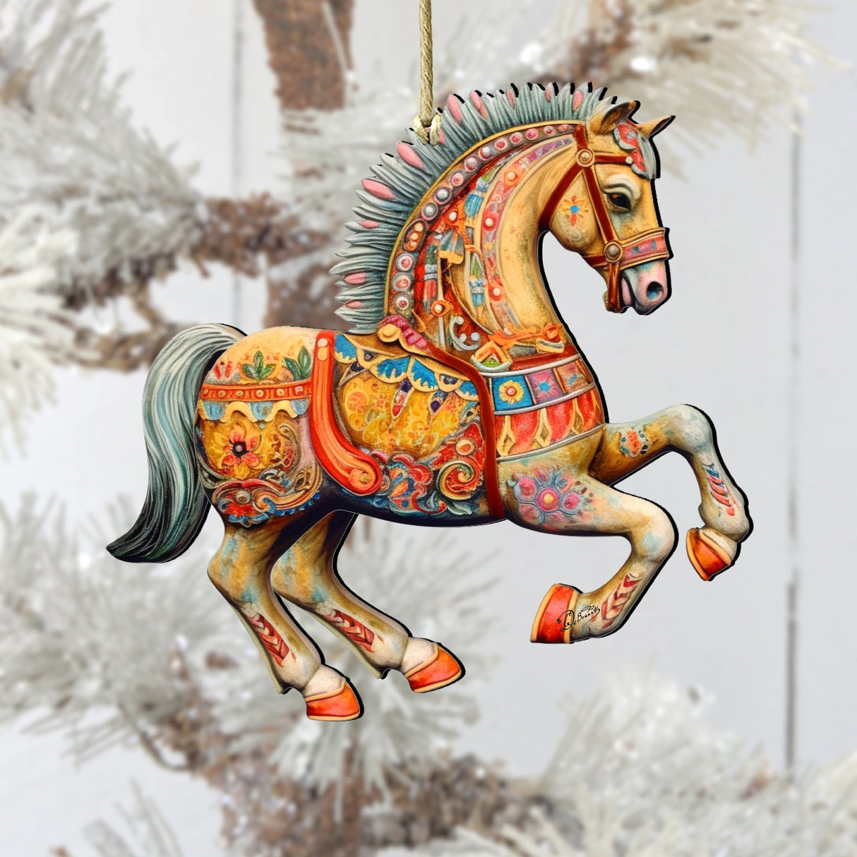 Carousel Horse Wooden Ornaments by G. Debrekht - Christmas Decor - 8100193-3