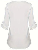 Women's Long Sleeved Simple And Versatile Casual Pearl Button Shirt - Lootquake