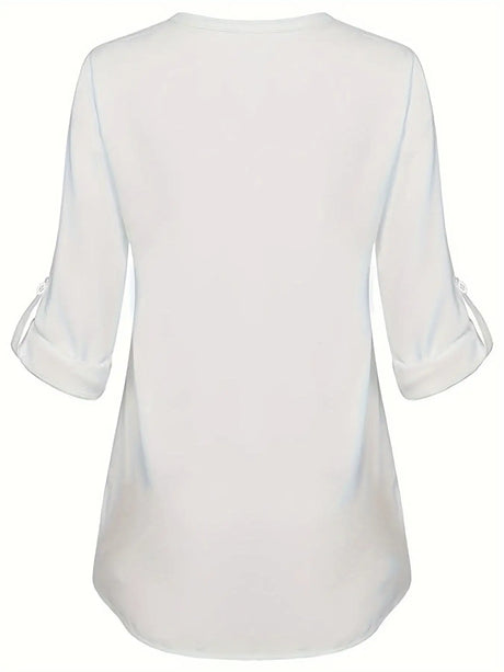 Women's Long Sleeved Simple And Versatile Casual Pearl Button Shirt - Lootquake