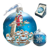 Santa on Goose Ball Glass Ornament by G. DeBrekht - Christmas Santa Snowman Decor - 73312