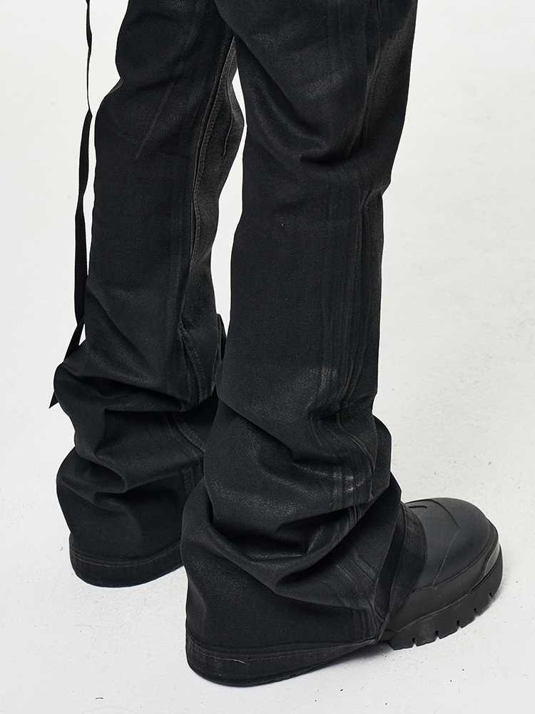 High Street RO Wind Coating Brush Glue Slightly Flared Mop Jeans - Lootquake