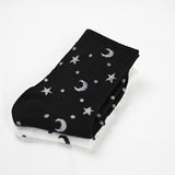 2 pares de calcetines con estampado de estrellas y lunas, cómodos y transpirables, medias de tubo medio para mujer.