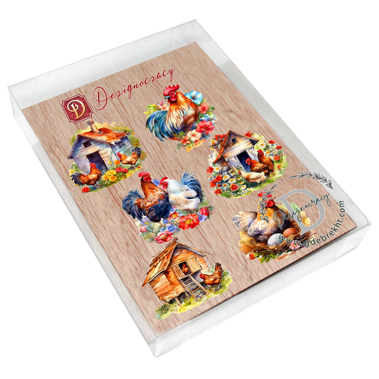 Juego de 6 imanes decorativos de madera "Primavera en la granja" de G. Debrekht - Decoración de Pascua - 8090056G-S6