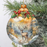 Elk in Mountain's Nature Beauty Wooden Ornaments by G.Debrekht - Wildlife Holiday Decor - 870027