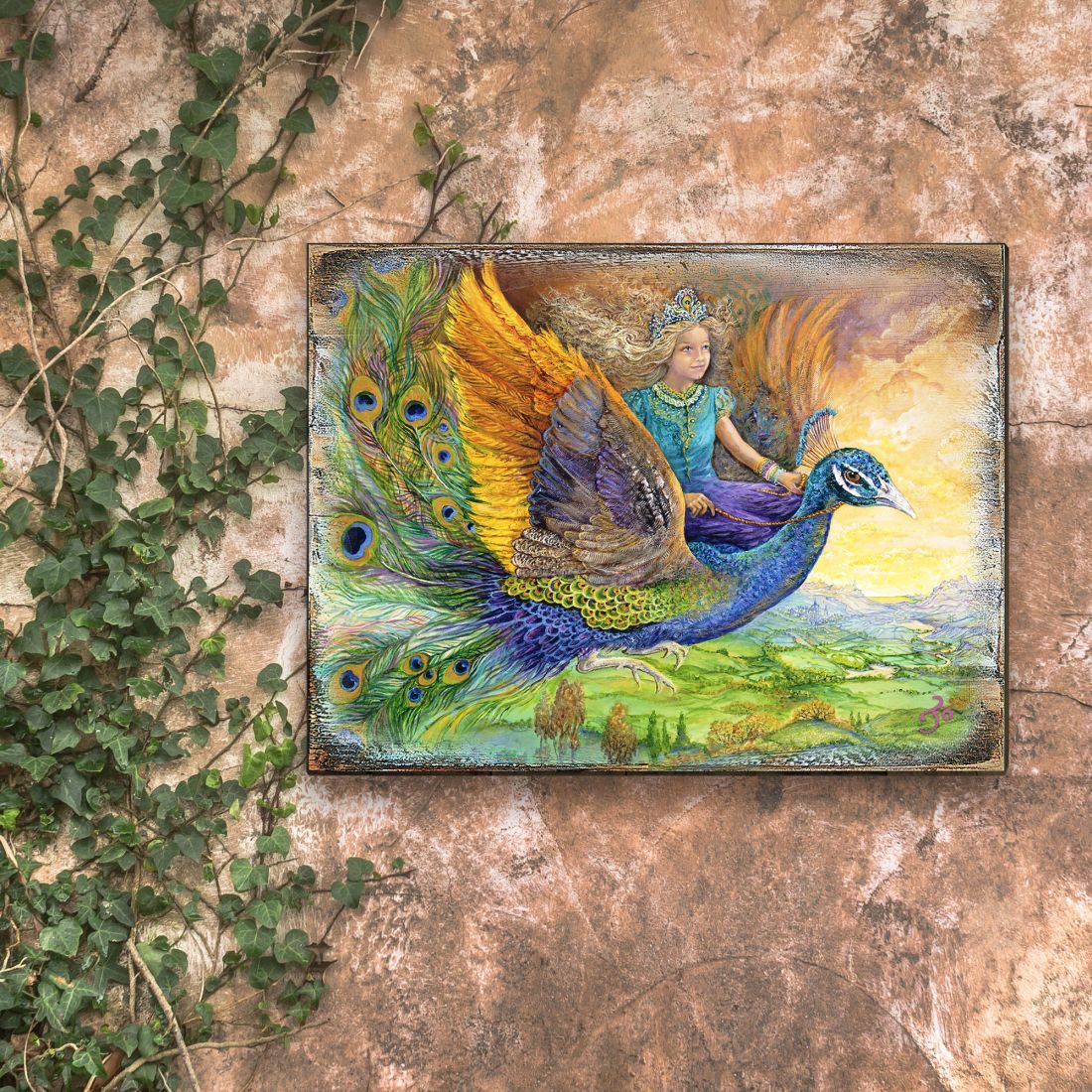 Arte mural de madera de fantasía de la Princesa Pavo Real de Josephine Wall - Decoración de fantasía - 852138-JW