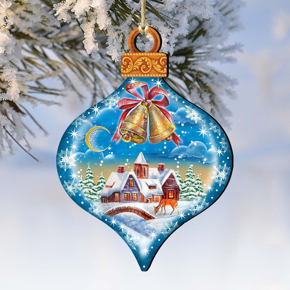 Adornos navideños de madera Winter Drop de G. DeBrekht - Decoración navideña de Papá Noel y muñeco de nieve - 8112182