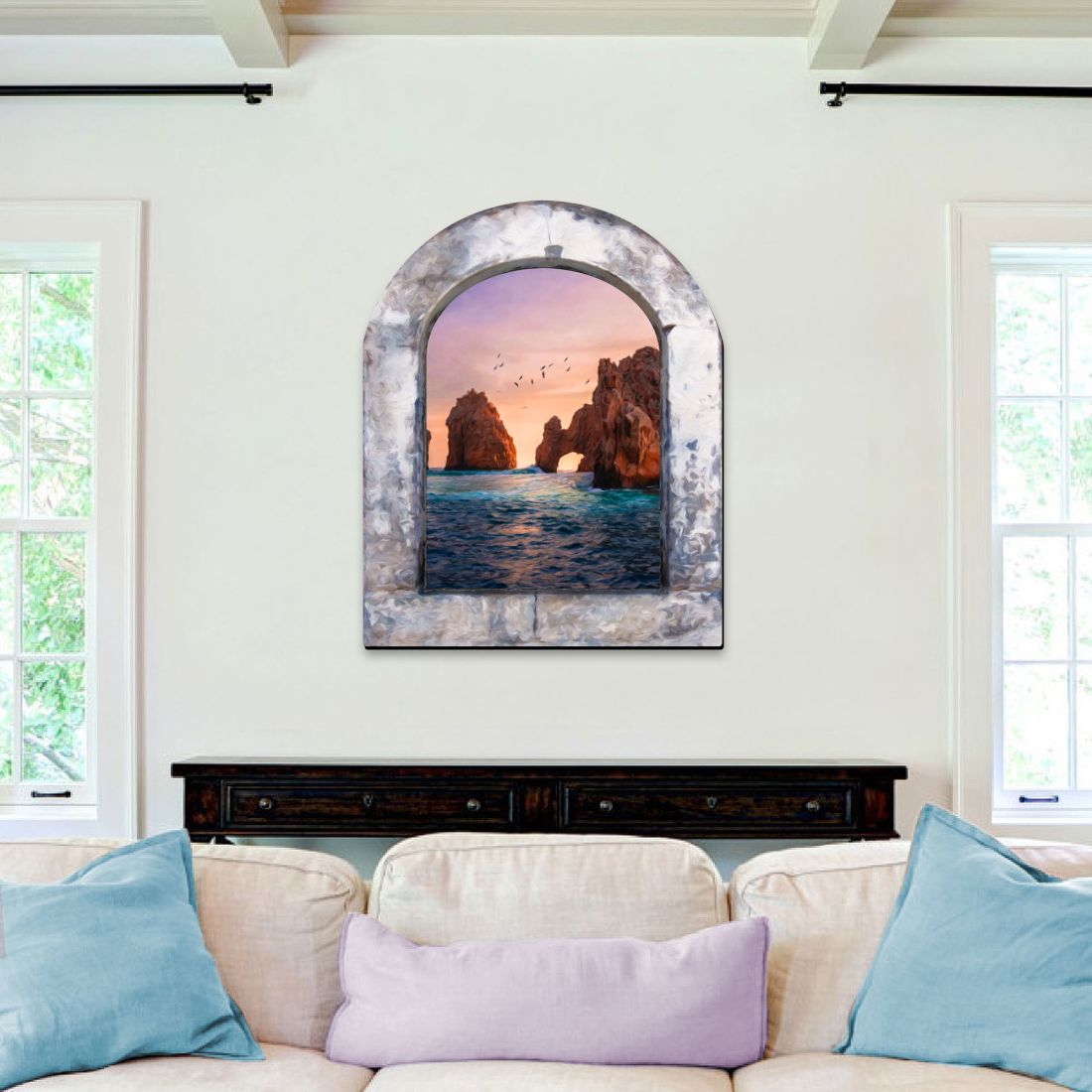 Colgador de pared Sunset Serenity de G. DeBrekht - Decoración costera con vida marina - 8491001W