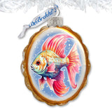Coastal Decorations - Red Fins Fish Keepsake Glass Ornaments by G. Debrekht - Christmas Decor - 777408