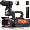 Cámara de video 6K de 64 MP con zoom de 18x, visión nocturna por infrarrojos, pantalla táctil de 4 pulgadas, wifi, micrófono y control remoto.