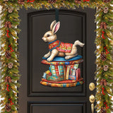 Carousel Bunny with Books Holiday Door Decor by G. Debrekht - Christmas Decor - 8611085H