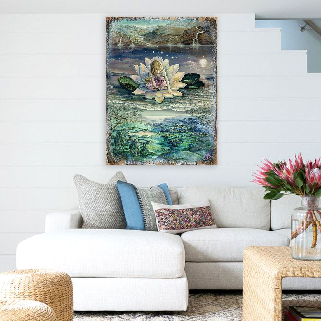 Arte mural de madera "Horizontes Fantasía" de Josephine Wall - Decoración Fantasía - 852146-JW