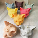 Molde de silicona para vela perfumada con forma de gato de tres ojos en 3D, moldes de silicona con forma de cabeza de gato malvado para hacer velas, chocolate, jabón epoxi, moldes con forma de animal para Halloween, decoración del hogar.