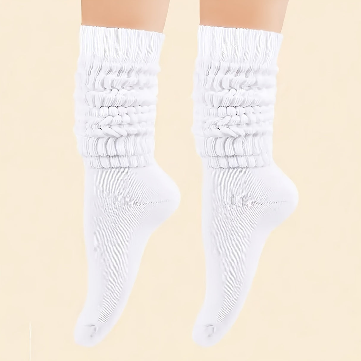 6 Pairs Solid Knitted Socks, Simple & Comfy Slouchy Socks, Women's Stockings & Hosiery