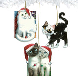 Christmas Cats Wooden Ornaments Set of 3 by Laura Seeley - Pets Dog and Cats Décor - 8100099S3-LS