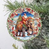 Adornos de madera con corona de Papá Noel y elefante de G. Debrekht: decoración navideña con Papá Noel y muñeco de nieve - 8611043