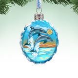 Flower Dolphins Mercury Glass Ornament by G. DeBrekht - Coastal Holiday Decor - 777373