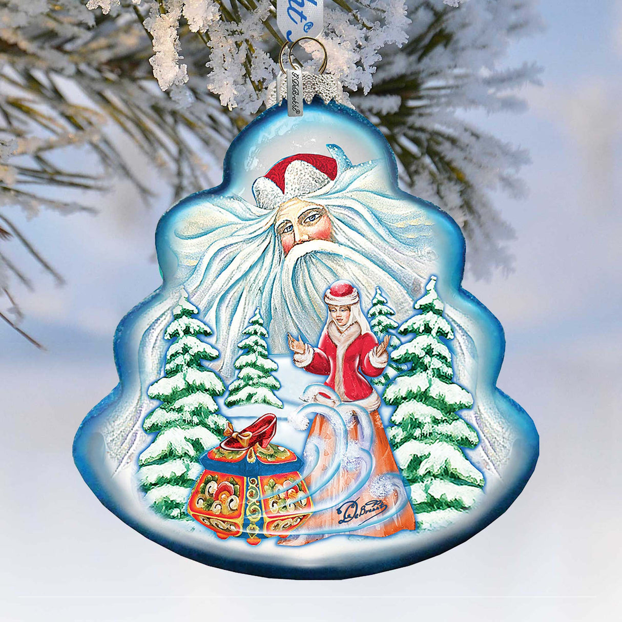 Treasure Chest Tree Glass Ornament by G. DeBrekht - Christmas Decor - 762-004